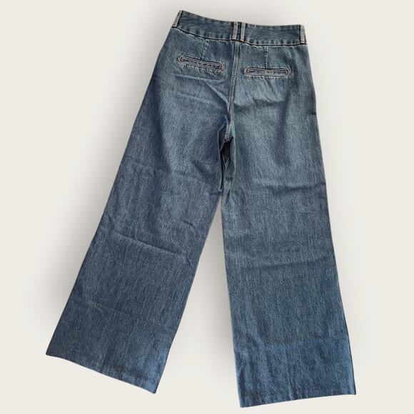 Express Jeans Women's Sz 12R Blue Denim Relaxed Wide-Leg Super High-Rise - Picture 2 of 6